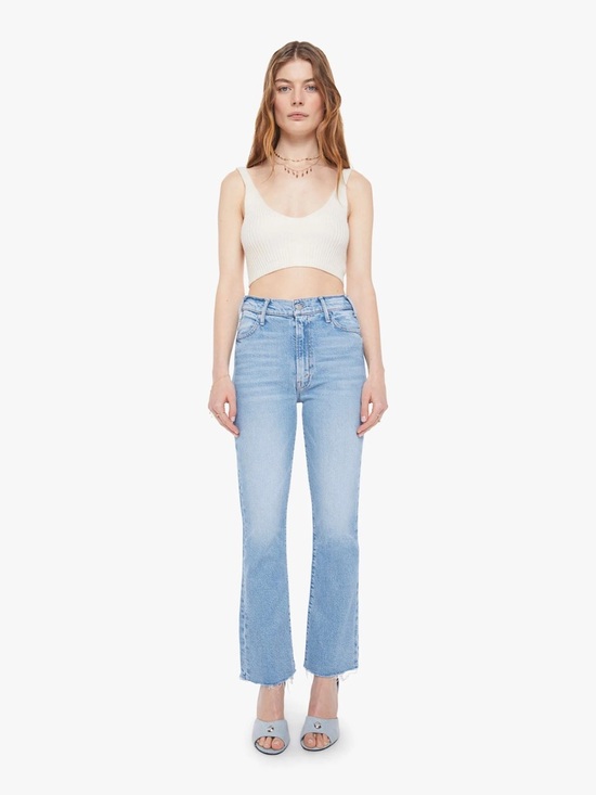 MOTHER Denim - MOTHER The Hustler Ankle Fray Light Blue High-Rise Flare Jeans Size 25